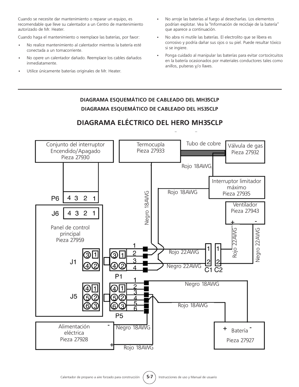 Diagrama eléctrico del hero mh35clp | Mr. Heater HEATSTAR HS35CLP User Manual | Page 18 / 32