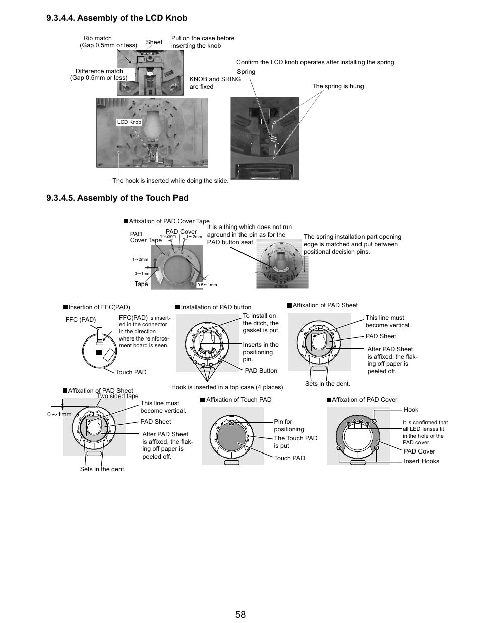 3.4.4. assembly of the lcd knob, 3.4.5. assembly of the touch pad | Matsushita CF-T5LWETZ1 2 User Manual | Page 58 / 104