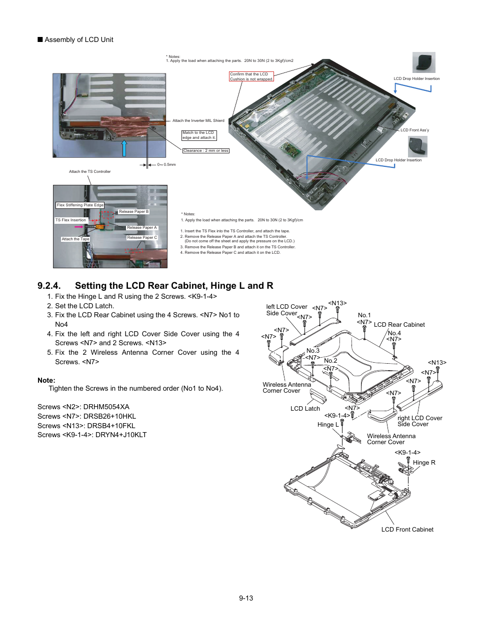Setting the lcd rear cabinet, hinge l and r | Matsushita CF-30 User Manual | Page 35 / 81