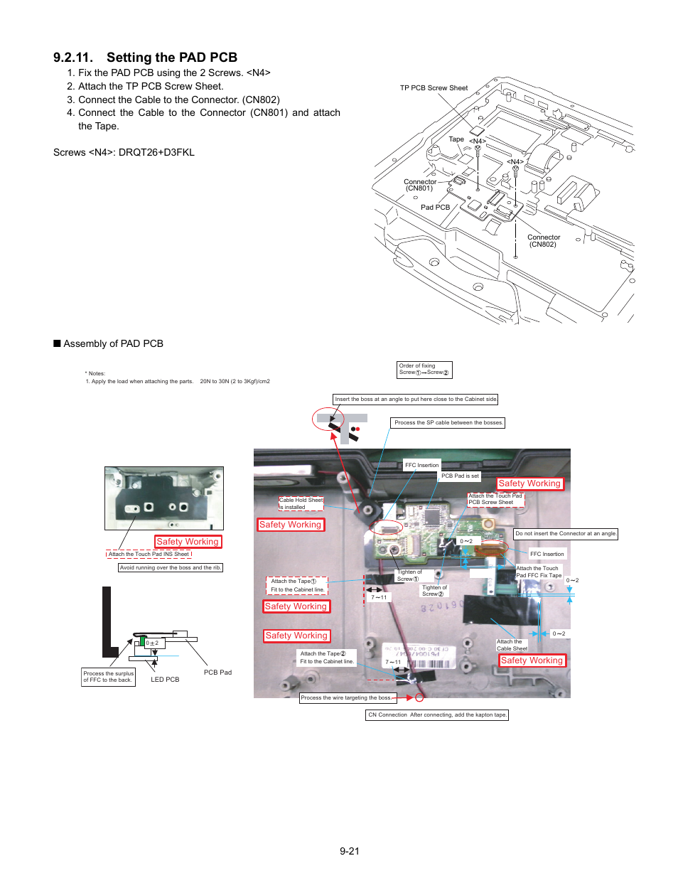 Setting the pad pcb | Matsushita CF-30 User Manual | Page 43 / 81