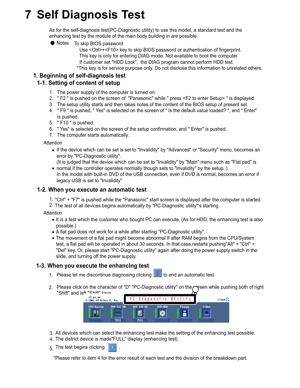 7 self diagnosis test | Matsushita CF-74ECBAXBM User Manual | Page 17 / 50