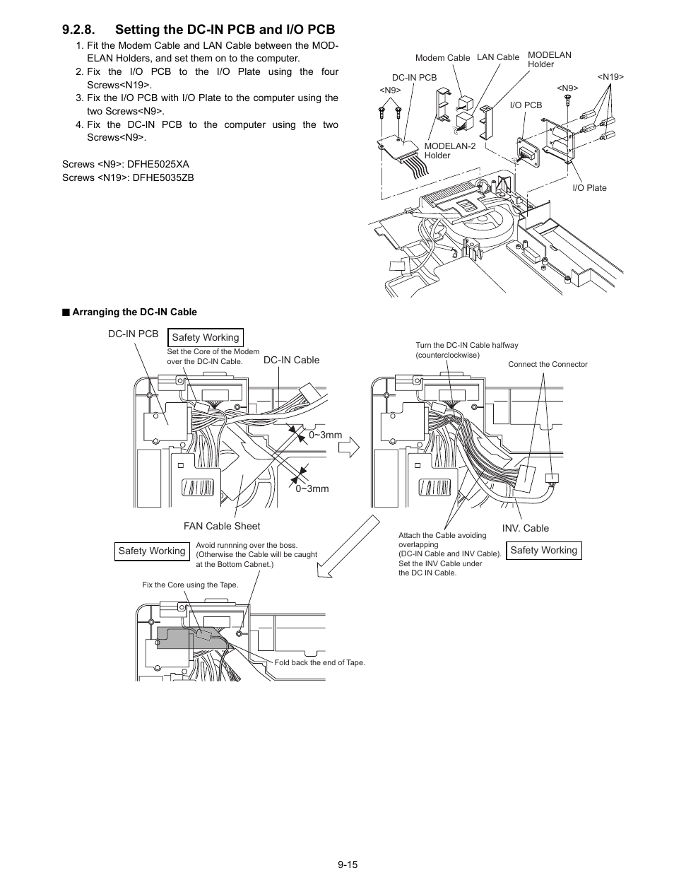 Setting the dc-in pcb and i/o pcb | Matsushita CF-74ECBAXBM User Manual | Page 37 / 50
