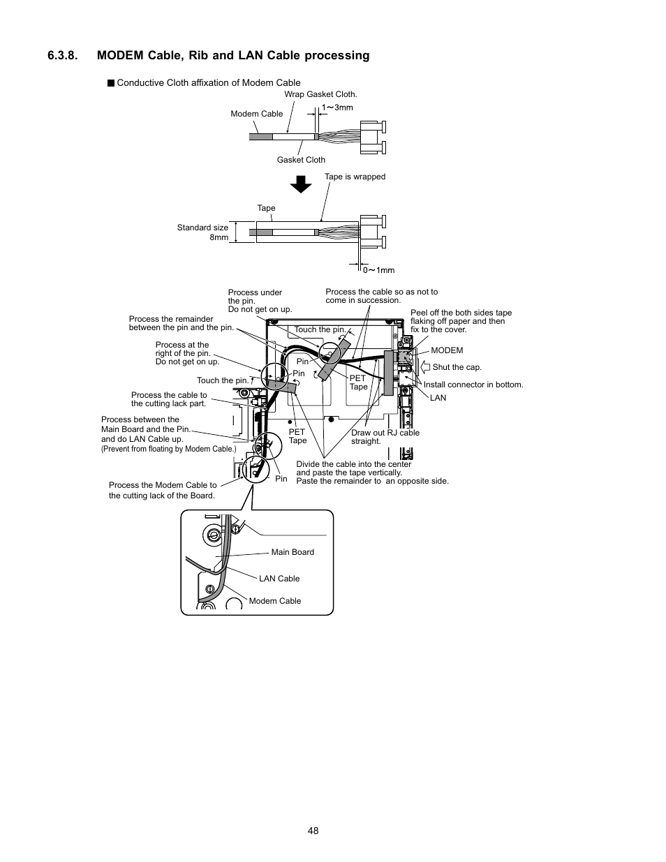 Modem cable, rib and lan cable processing | Matsushita CF-W4HWEZZBM User Manual | Page 48 / 64
