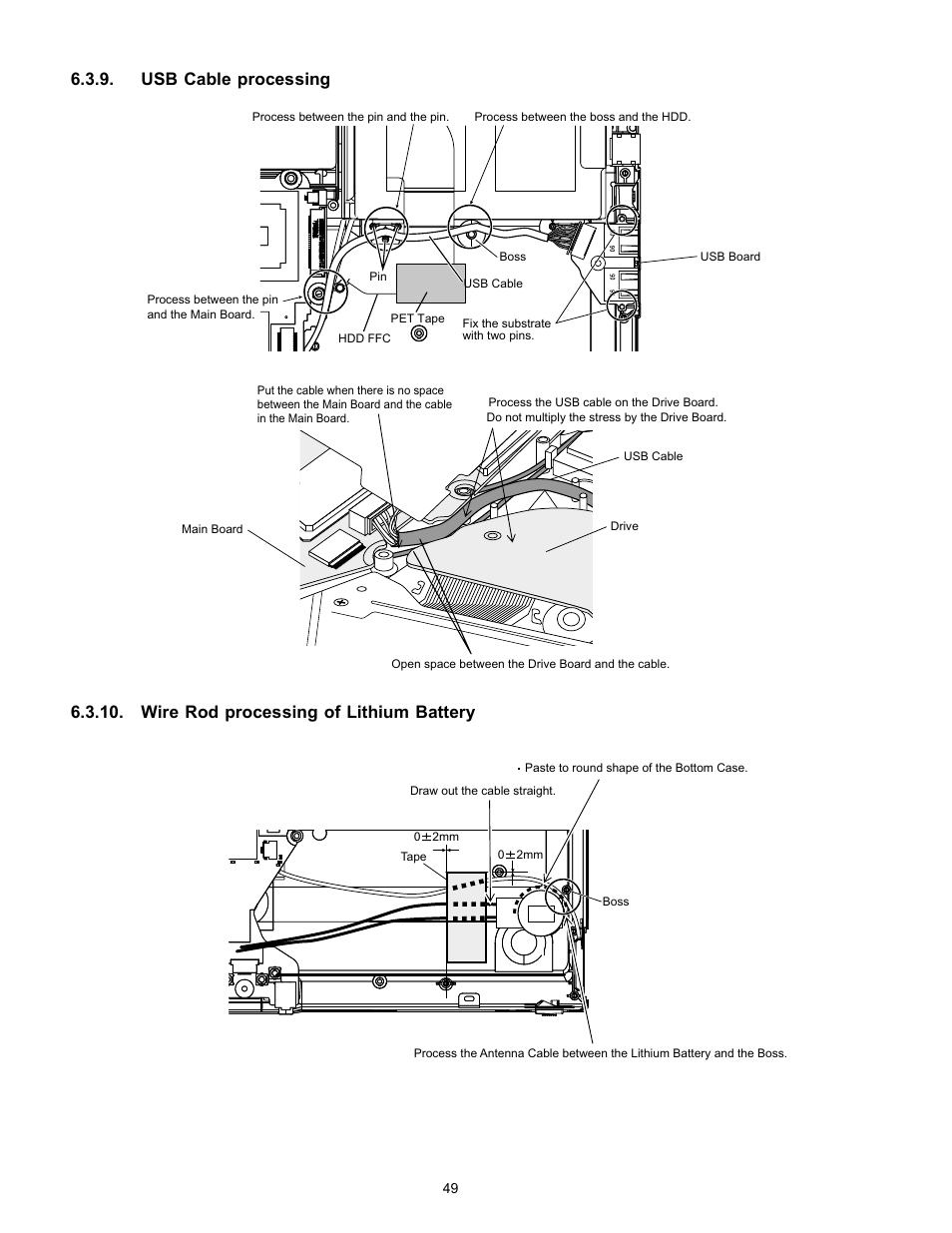 Usb cable processing, Wire rod processing of lithium battery | Matsushita CF-W4HWEZZBM User Manual | Page 49 / 64