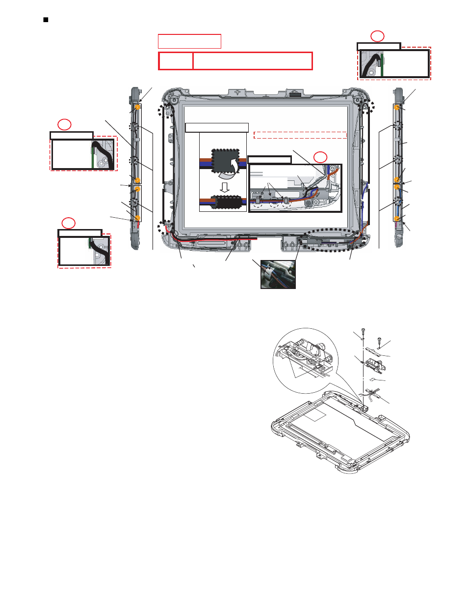 Setting up the lcd hinge, Line processing of antenna cable, Safety working | Caution | Matsushita CF-19FHGAX User Manual | Page 37 / 90