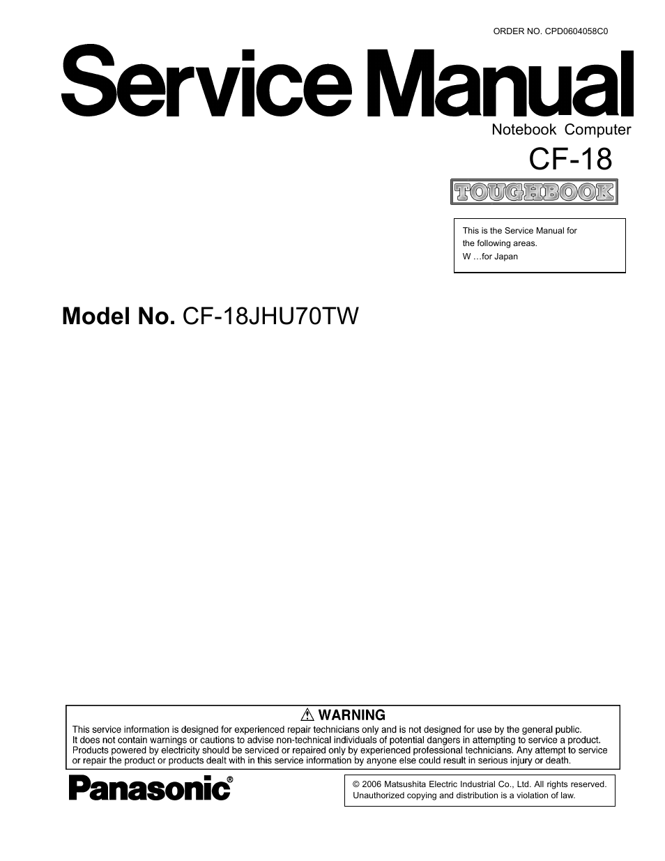 Matsushita CF-18JHU70TW User Manual | 38 pages