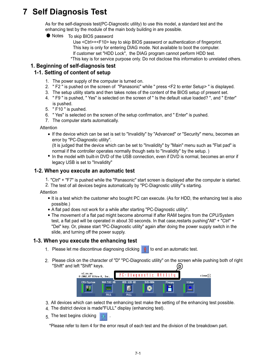 7 self diagnosis test | Matsushita CF-30CTQAZBM User Manual | Page 17 / 66