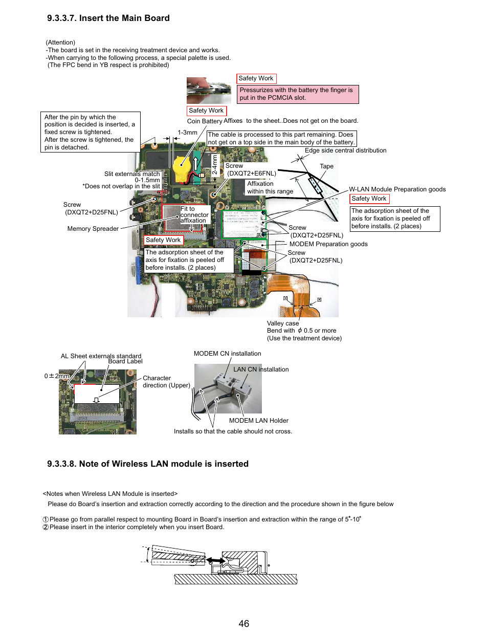 Insert the main board | Matsushita CF-Y5LWVYZ 1 2 User Manual | Page 46 / 96
