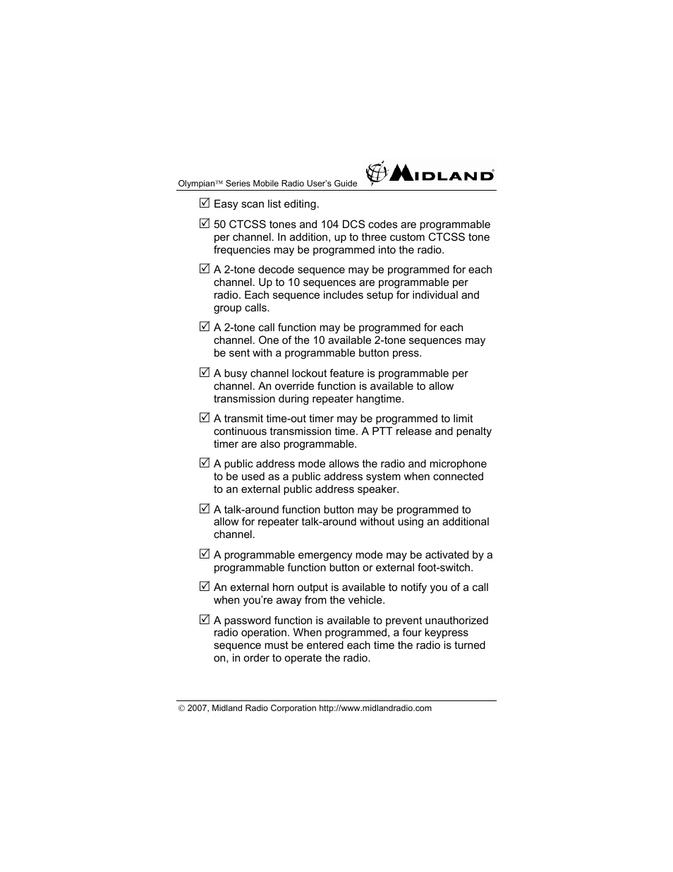 Midland Radio OLYMPIANTM SERIES MO-4128 User Manual | Page 7 / 28