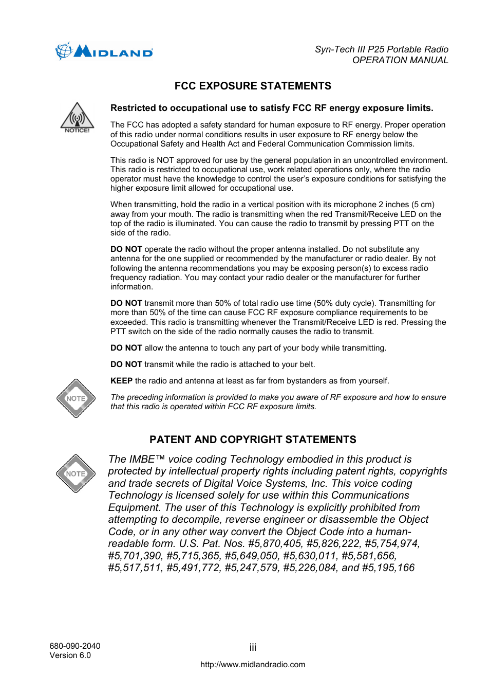 Midland Radio SYN-TECH III P25 User Manual | Page 4 / 76