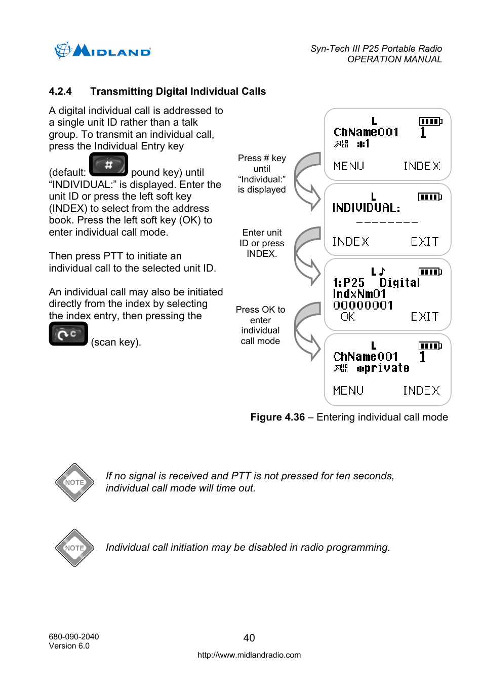 Transmitting digital individual calls | Midland Radio SYN-TECH III P25 User Manual | Page 48 / 76