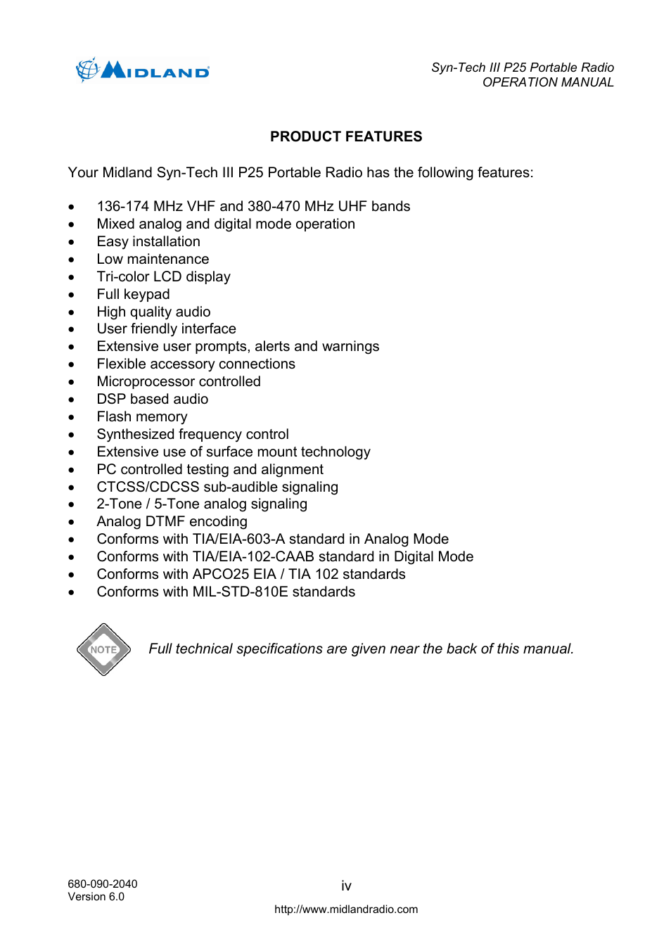 Midland Radio SYN-TECH III P25 User Manual | Page 5 / 76