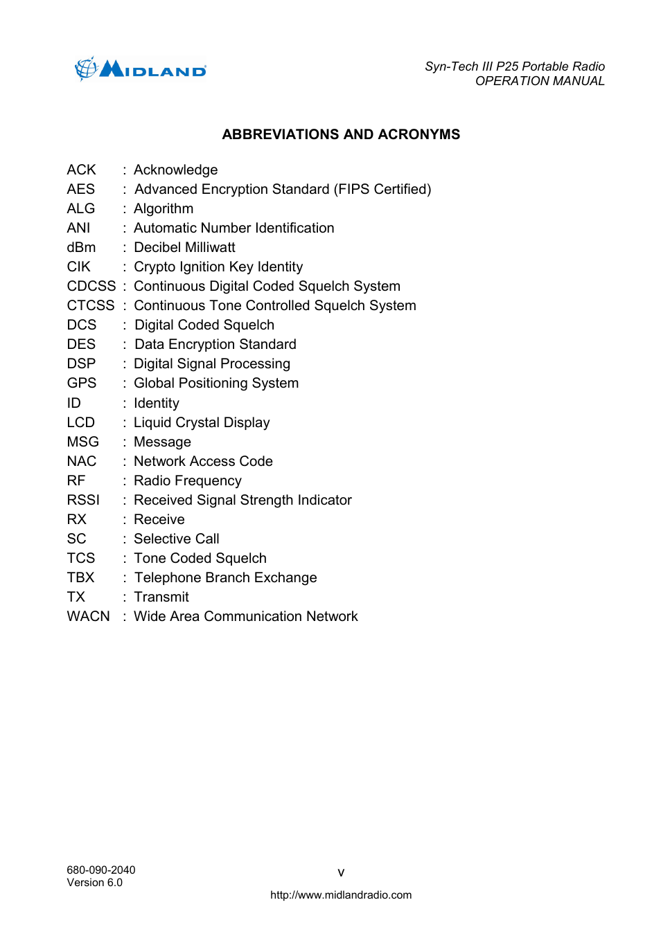 Midland Radio SYN-TECH III P25 User Manual | Page 6 / 76