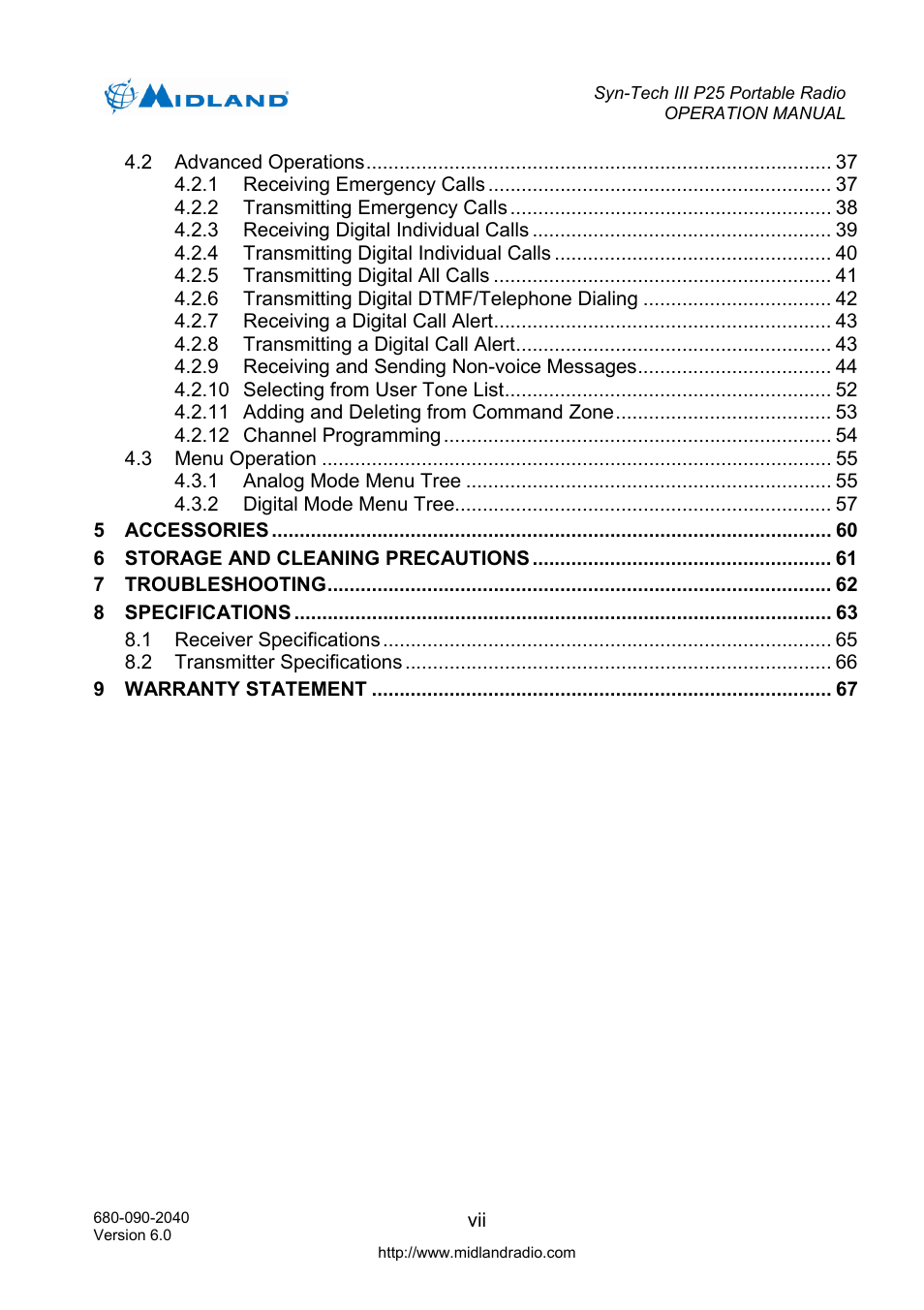 Midland Radio SYN-TECH III P25 User Manual | Page 8 / 76