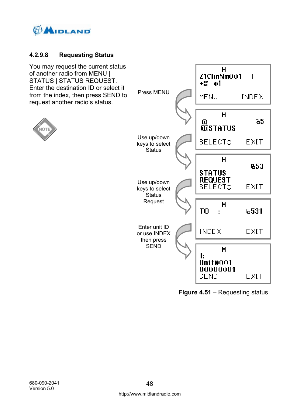 Requesting status | Midland Radio P25 User Manual | Page 57 / 72