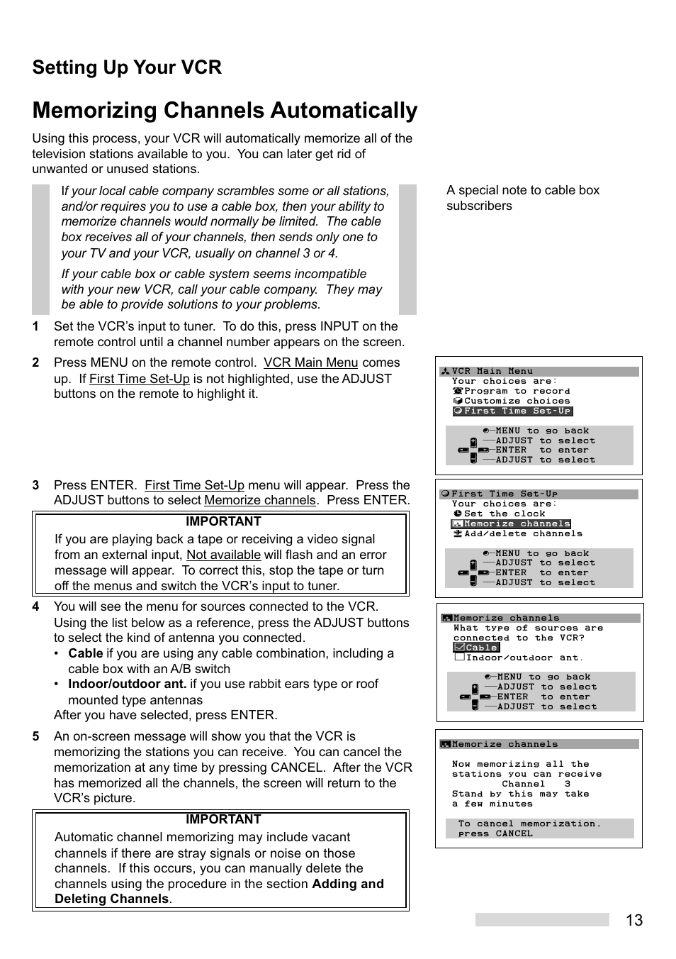 Setting up your vcr | Mitsumi electronic HS-U449 User Manual | Page 15 / 56