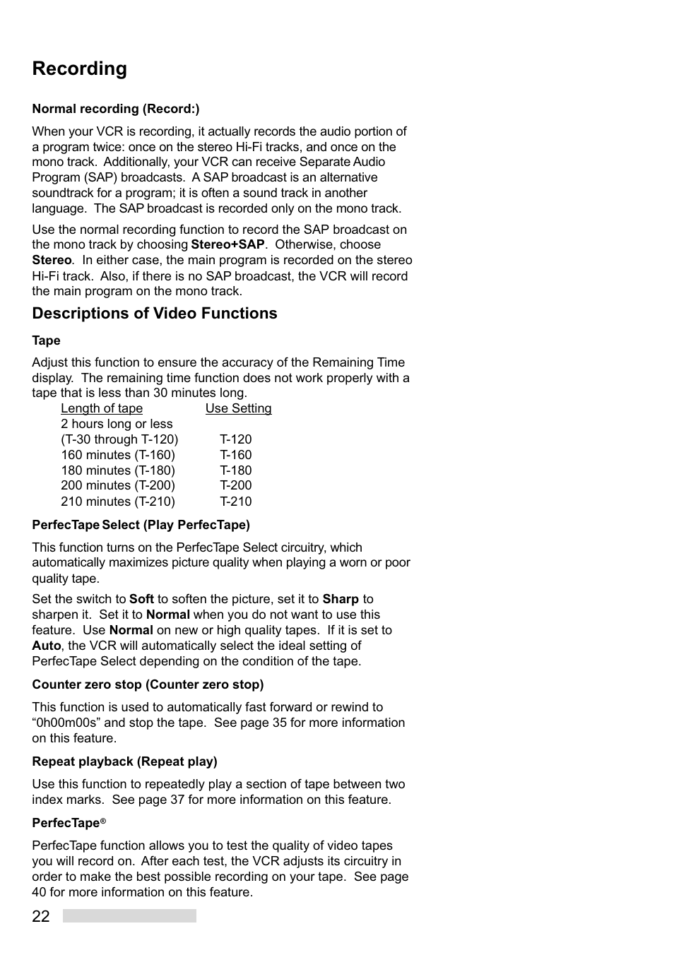Recording, Descriptions of video functions | Mitsumi electronic HS-U449 User Manual | Page 24 / 56