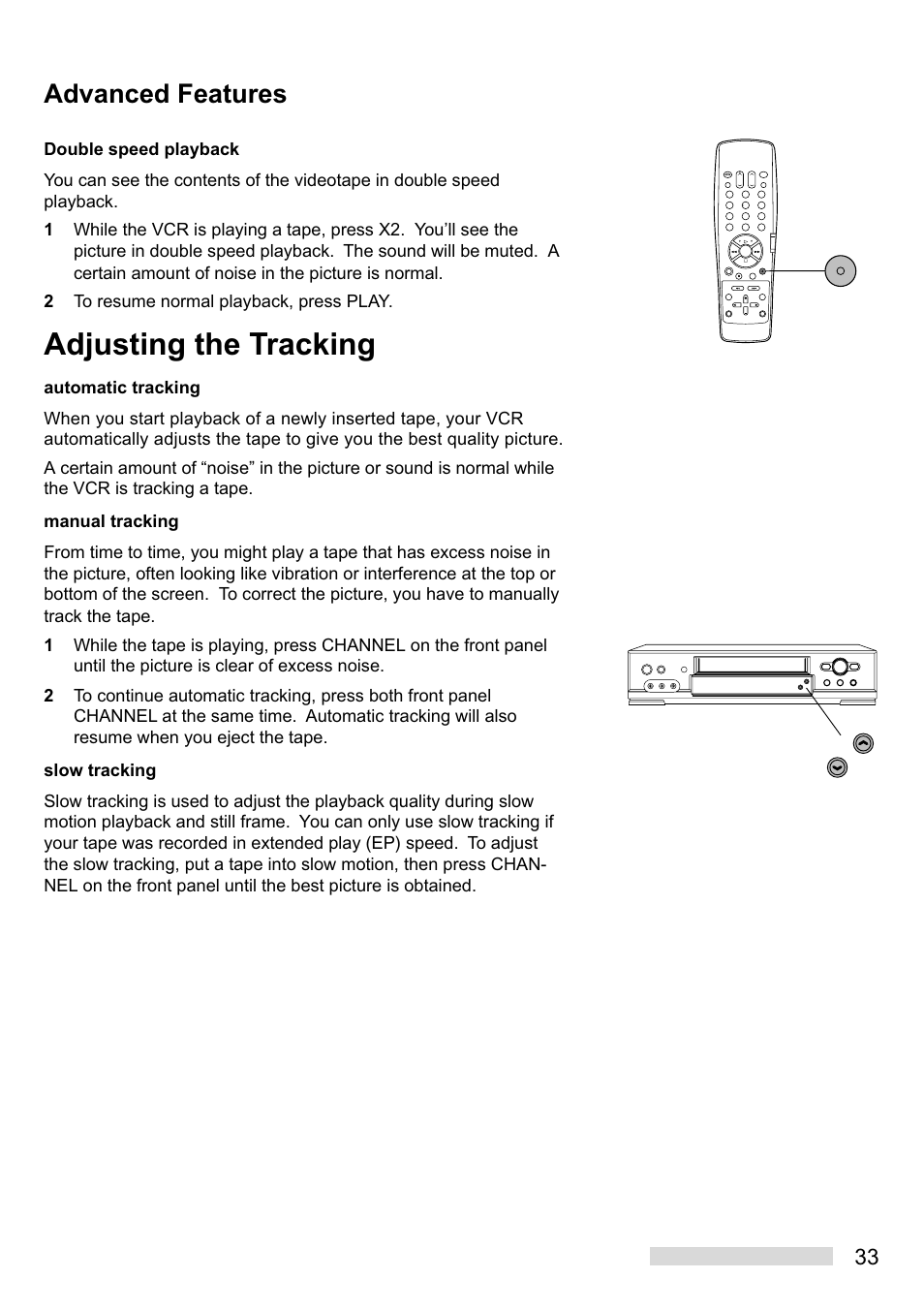 Adjusting the tracking, Advanced features | Mitsumi electronic HS-U449 User Manual | Page 35 / 56