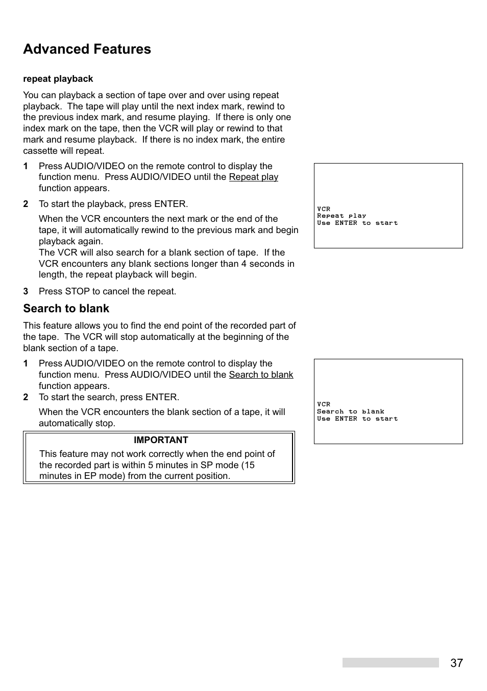 Advanced features, Search to blank | Mitsumi electronic HS-U449 User Manual | Page 39 / 56