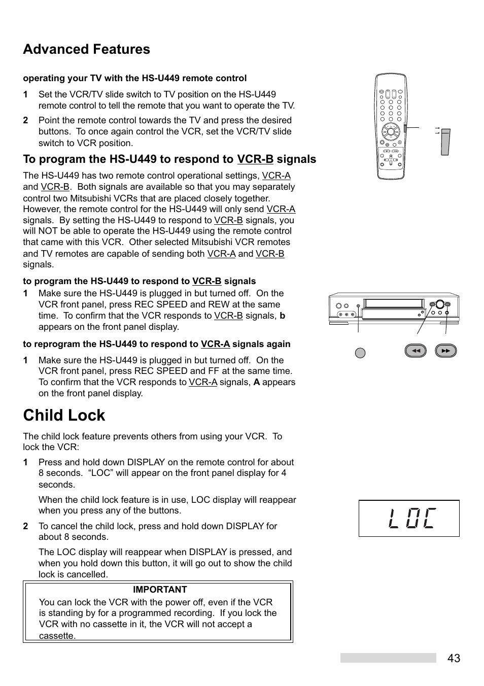 Child lock, Advanced features | Mitsumi electronic HS-U449 User Manual | Page 45 / 56