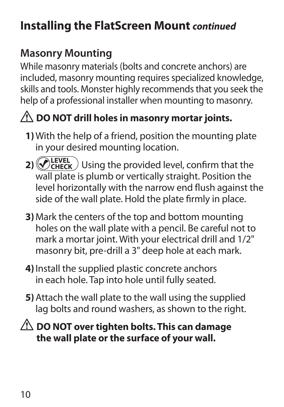 Installing the flatscreen mount | Monster Cable PERFECTVIEW 400S User Manual | Page 14 / 72