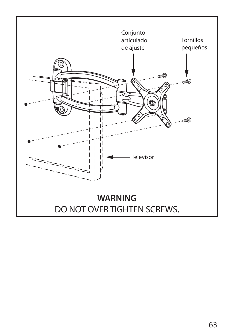 Warning do not over tighten screws | Monster Cable PERFECTVIEW 400S User Manual | Page 67 / 72
