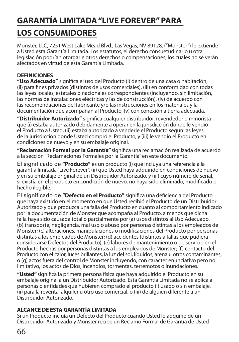 Monster Cable PERFECTVIEW 400S User Manual | Page 70 / 72