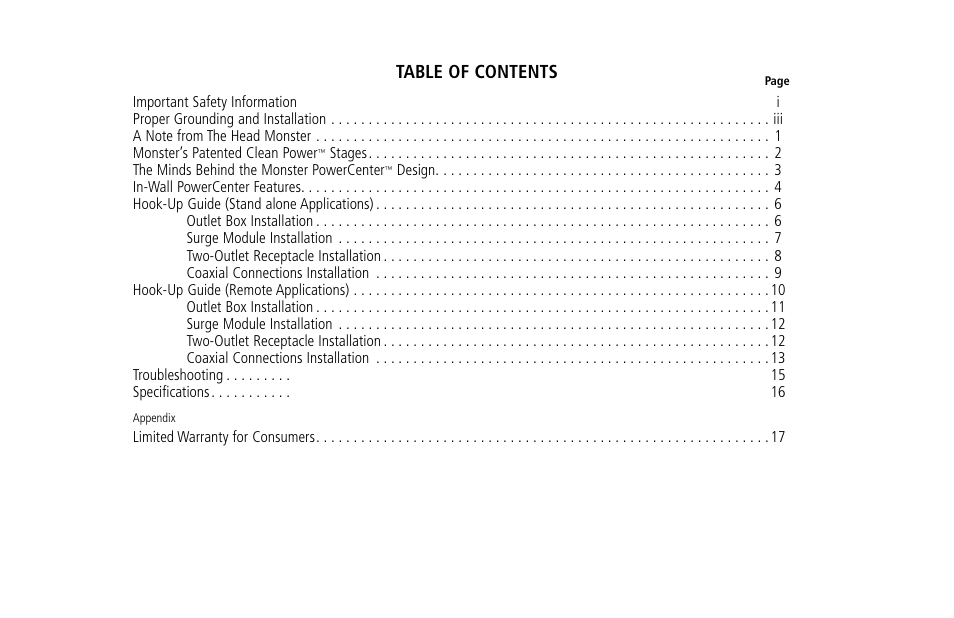 Monster Power 15 Amp User Manual | Page 3 / 32