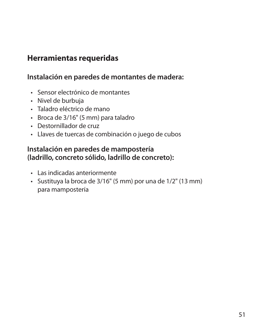 Herramientas requeridas | Monster Power FlatScreen Mount SmartViewTM 300M User Manual | Page 55 / 72