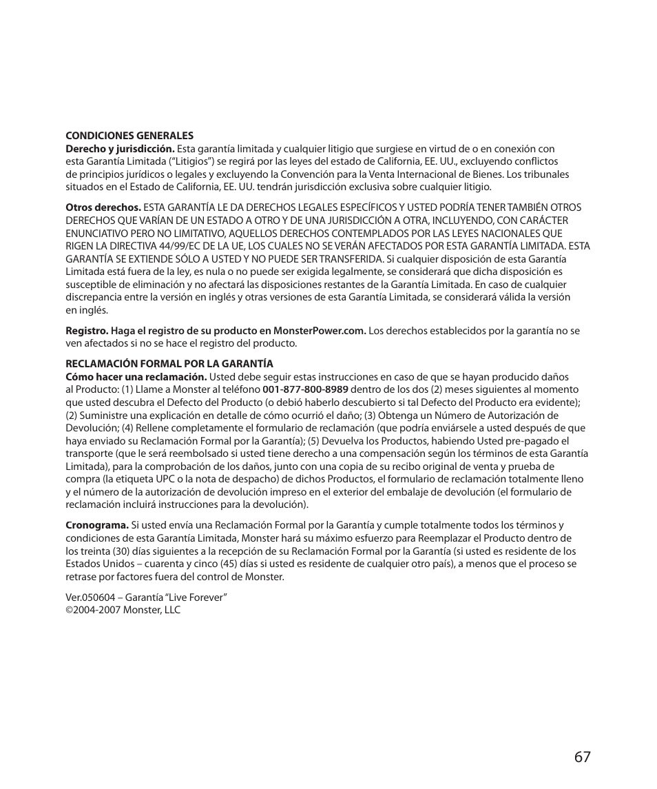 Monster Power FlatScreen Mount SmartViewTM 300M User Manual | Page 71 / 72