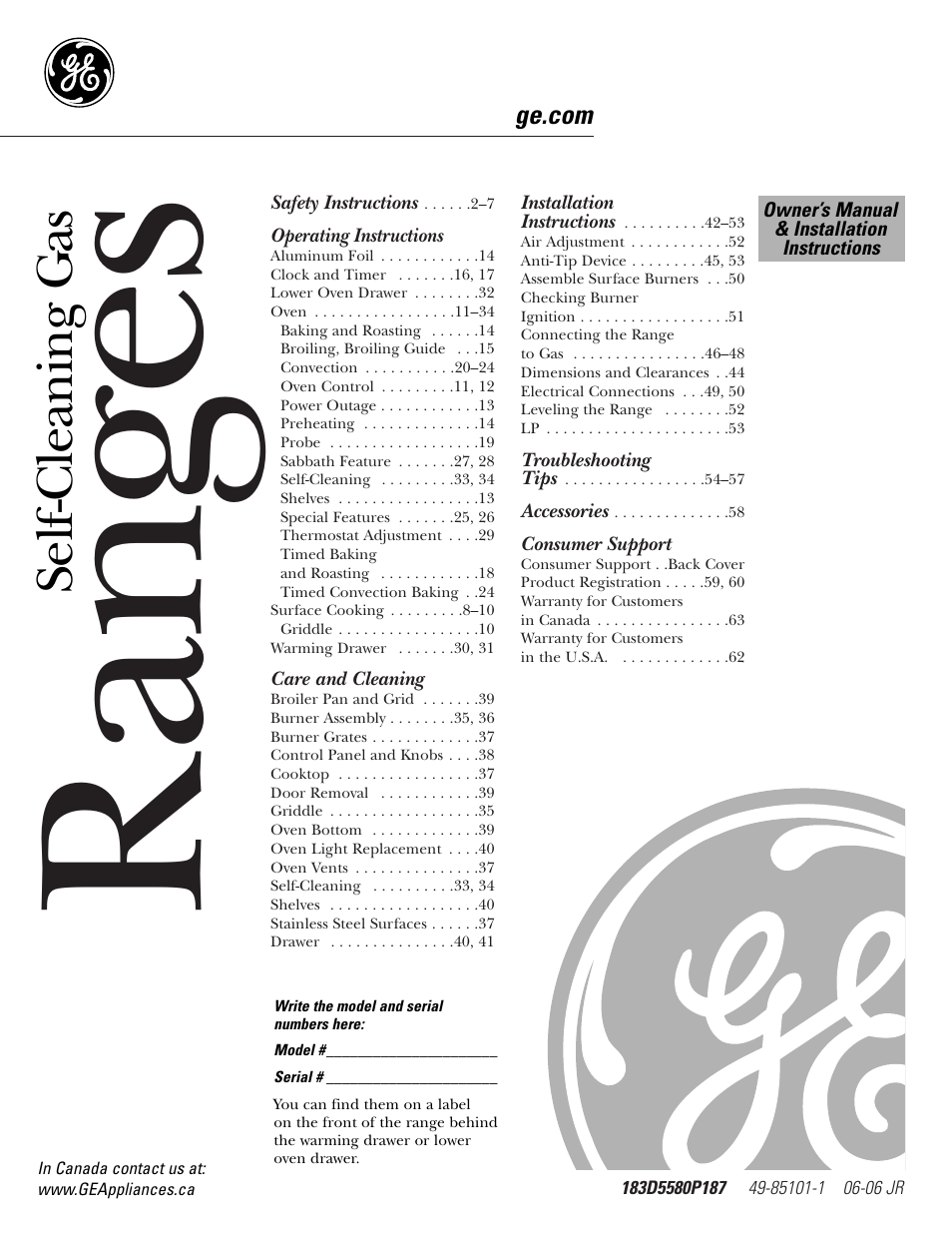 Mabe Canada JGB918 User Manual | 64 pages