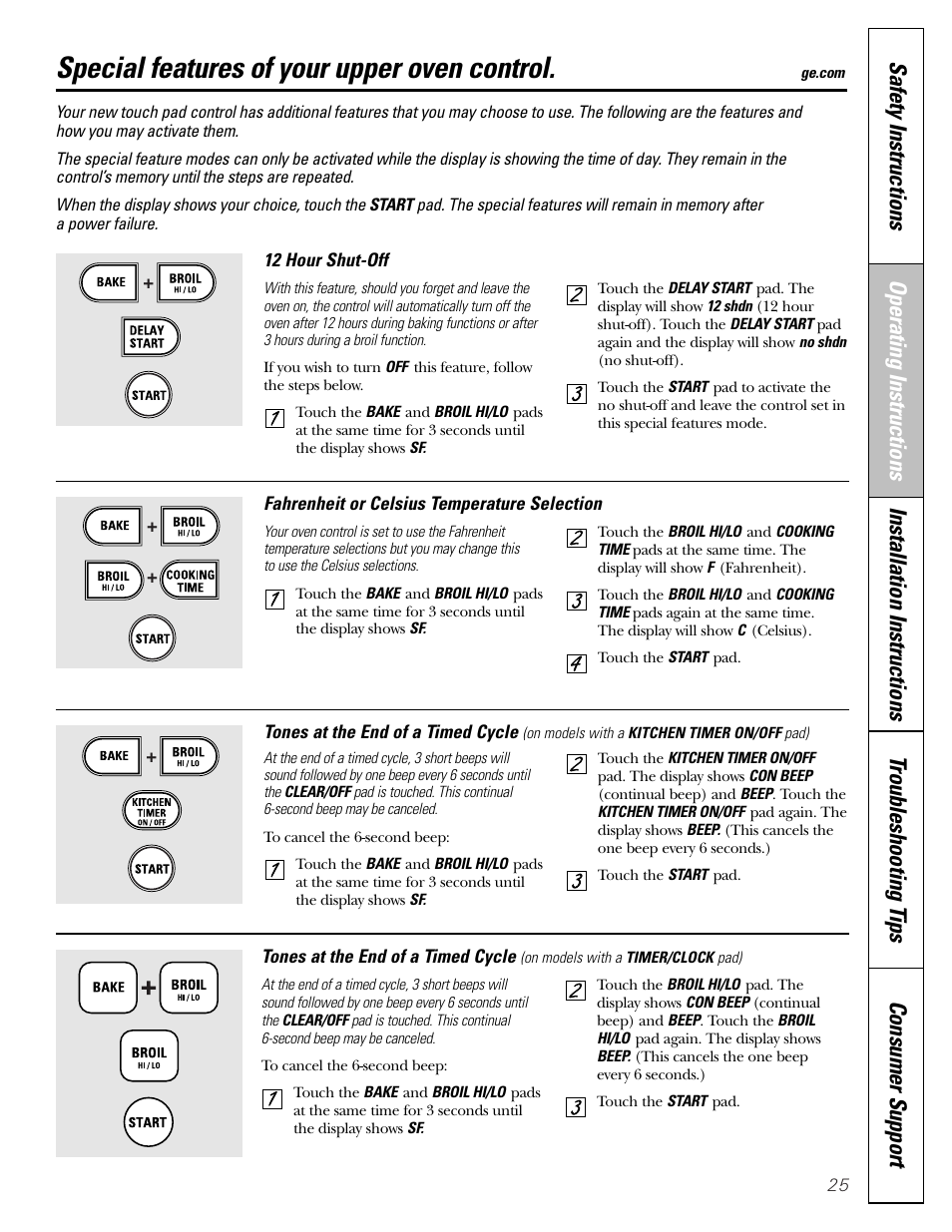 Special features, Special features , 26, Special features of your upper oven control | Mabe Canada JGB918 User Manual | Page 25 / 64