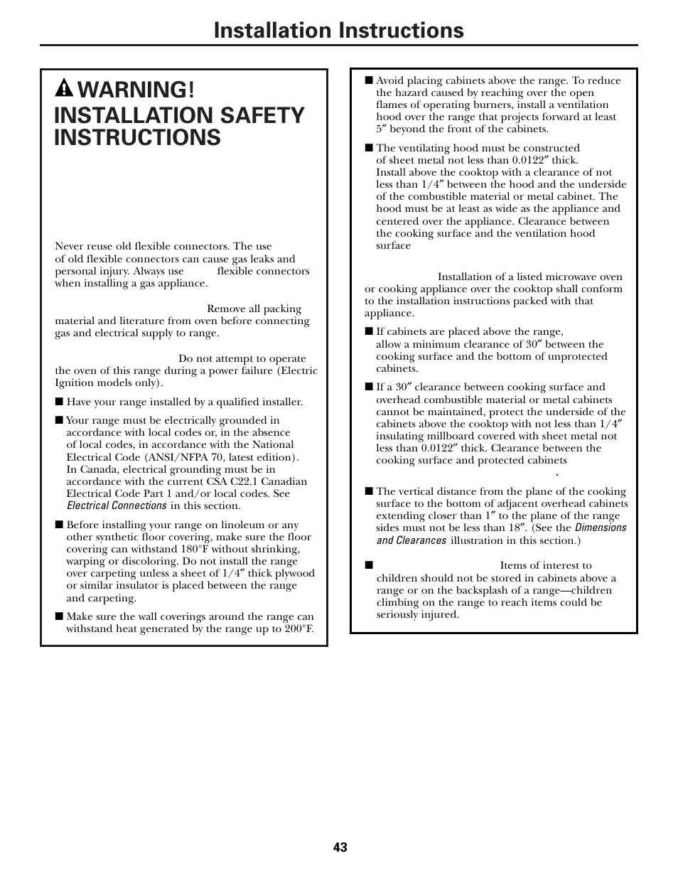 Important, Caution | Mabe Canada JGB918 User Manual | Page 43 / 64