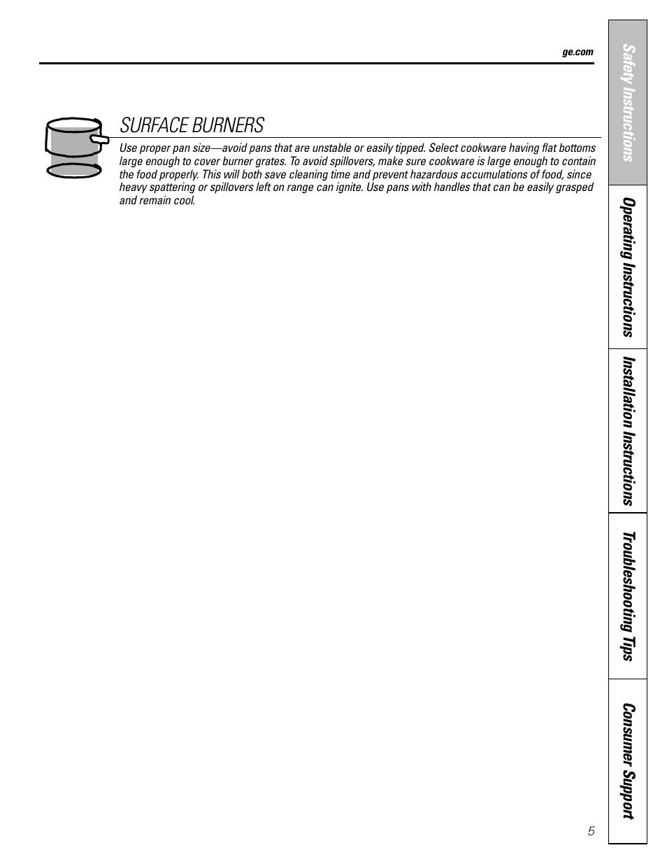 Surface burners | Mabe Canada JGB918 User Manual | Page 5 / 64