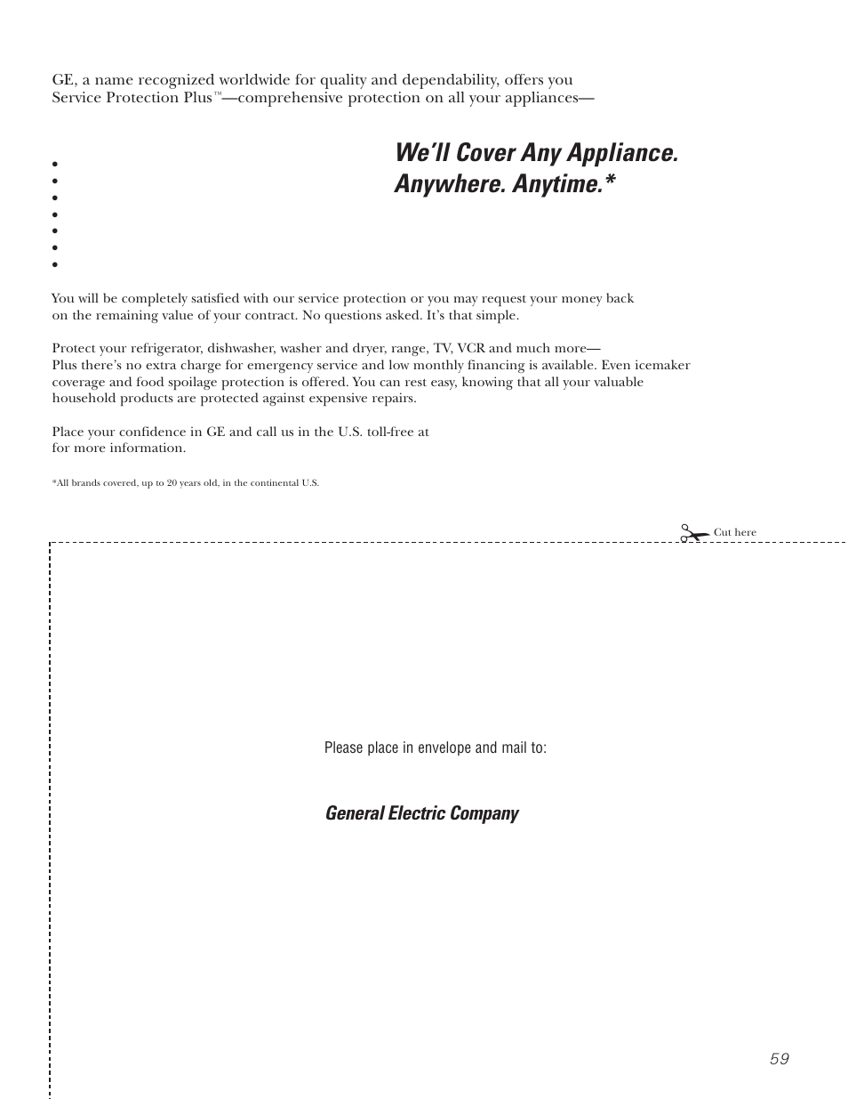 Product registration, Product registration , 60, We’ll cover any appliance. anywhere. anytime | Mabe Canada JGB918 User Manual | Page 59 / 64
