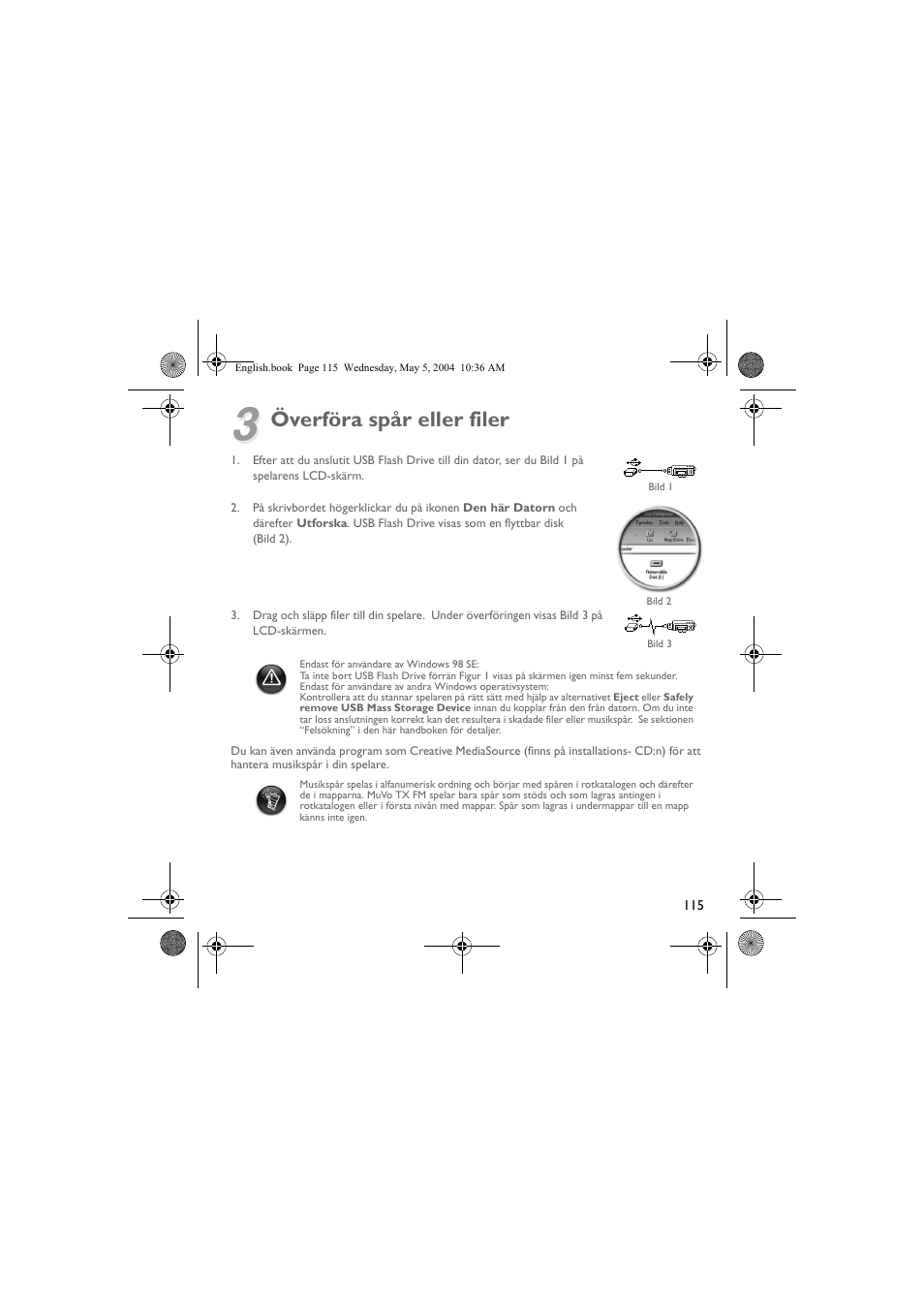 Överföra spår eller filer | Musica CD Player User Manual | Page 115 / 184