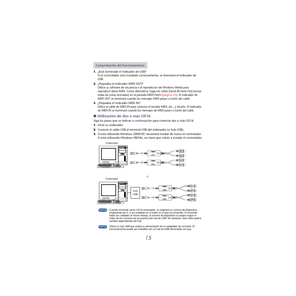 Utilización de dos o más ux16 | Musica UX16 User Manual | Page 15 / 33
