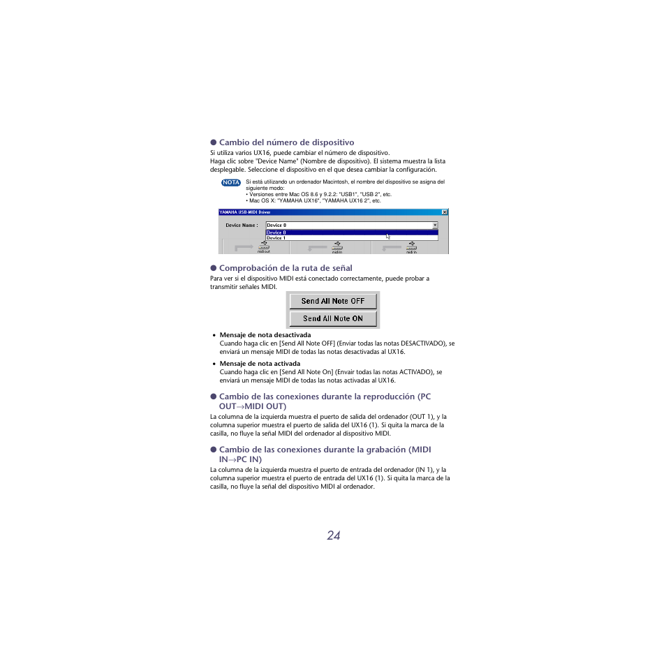 Mero de dispositivo | Musica UX16 User Manual | Page 24 / 33