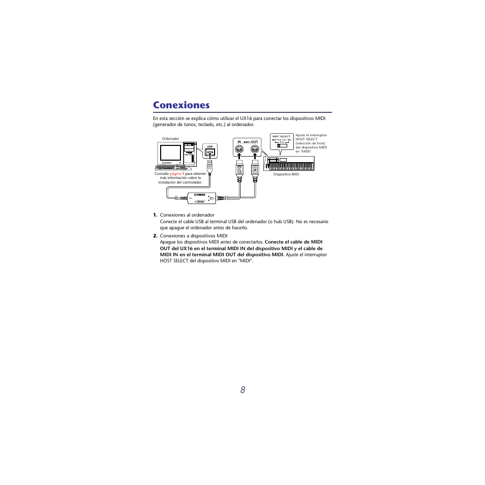 Conexiones | Musica UX16 User Manual | Page 8 / 33