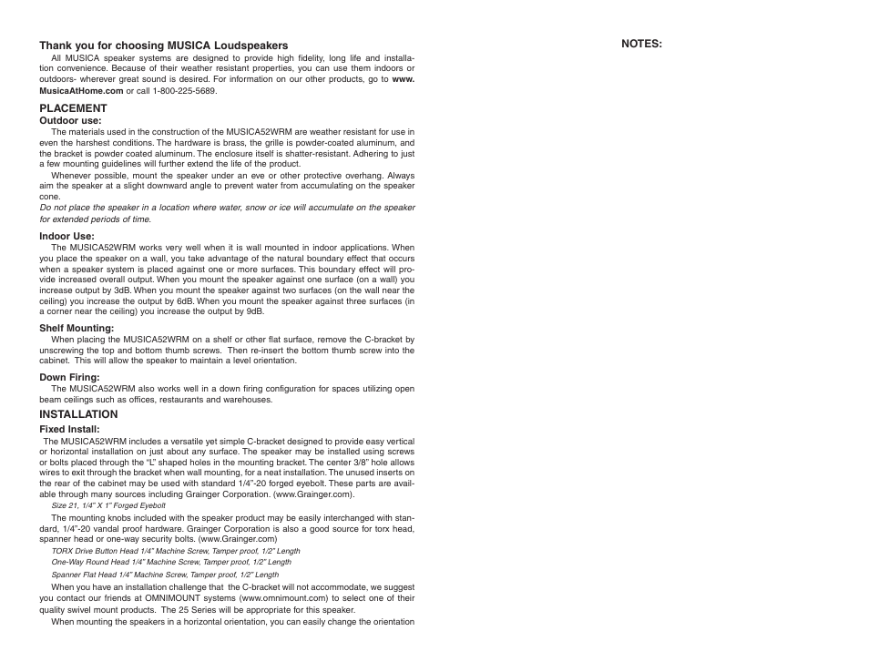 Musica 52WRM User Manual | Page 2 / 6