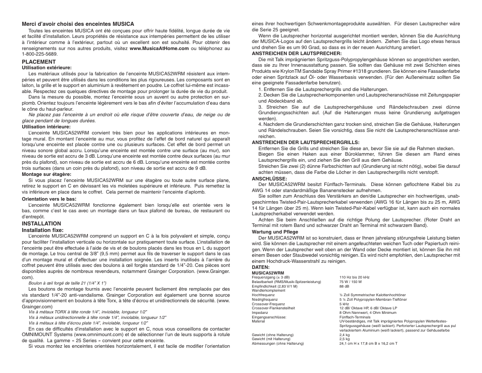 Musica 52WRM User Manual | Page 4 / 6