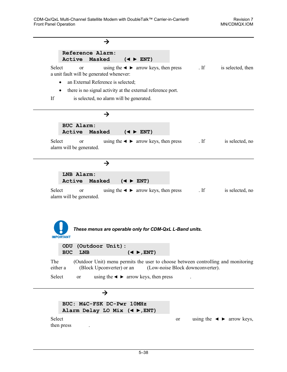 3 config: mask ( reference, 4 config: mask ( buc (cdm-qxl only), 5 config: mask ( buc (cdm-qxl only) | 9 config: odu, 1 config: odu ( buc | Mocomtech CDM-QX User Manual | Page 104 / 260