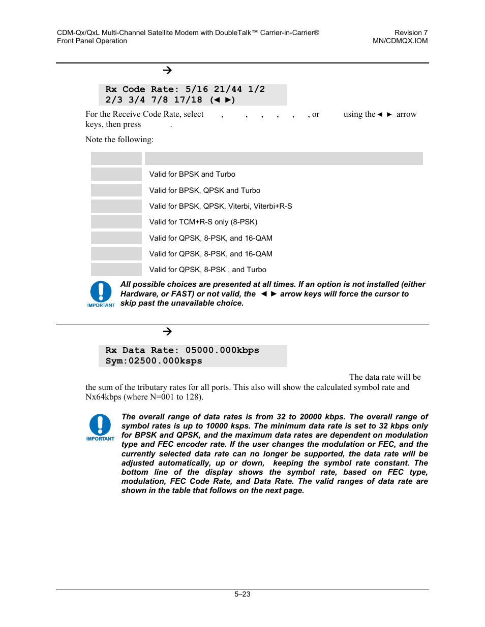 3 config: rx ( code, 4 config: rx ( data, 3 config: rx æ code | 4 config: rx æ data | Mocomtech CDM-QX User Manual | Page 89 / 260