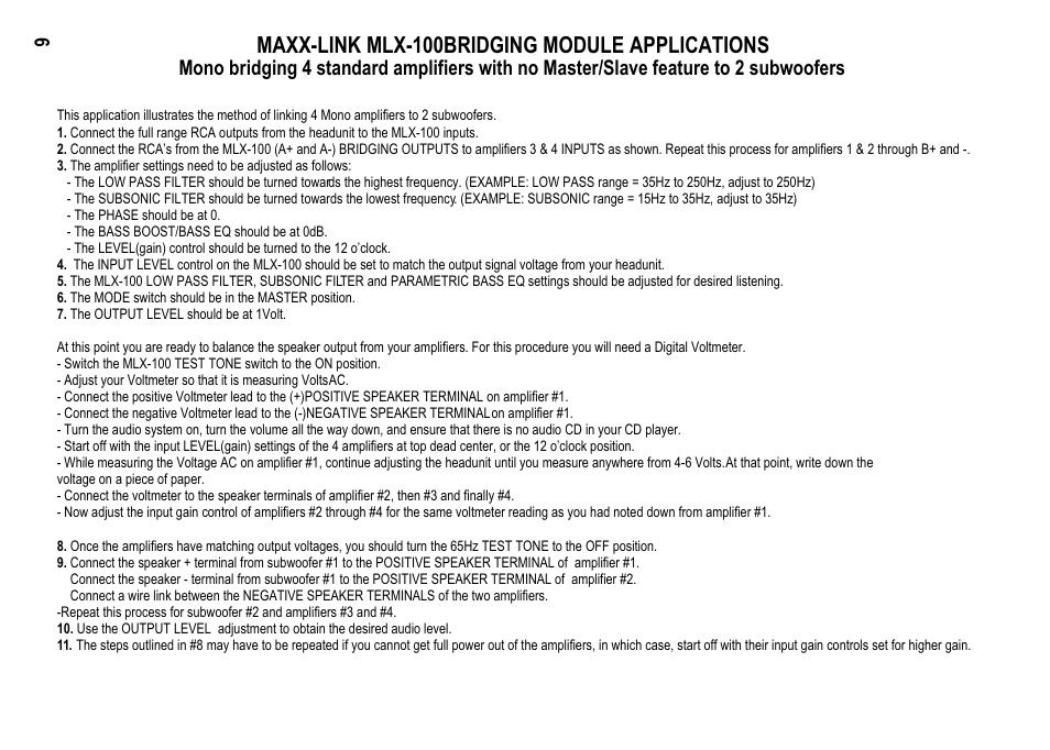 Maxx-link mlx-100bridging module applications | Maxxsonics MLX-100 User Manual | Page 8 / 12