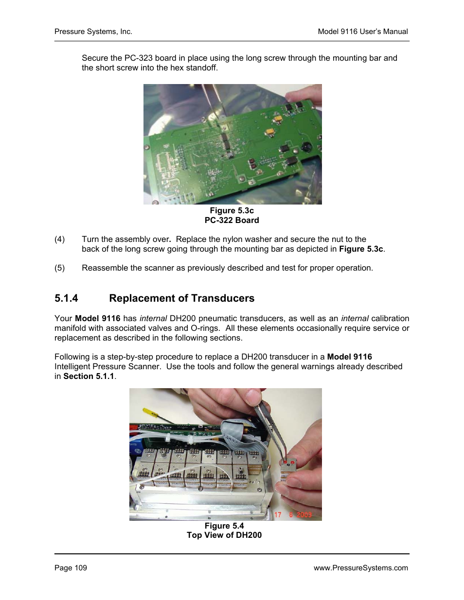 4 replacement of transducers | Measurement Specialties 9116 User Manual | Page 118 / 143