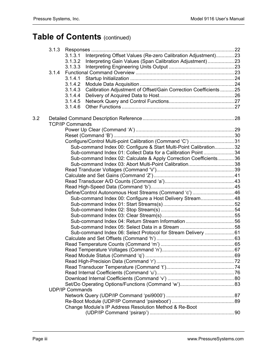Measurement Specialties 9116 User Manual | Page 4 / 143