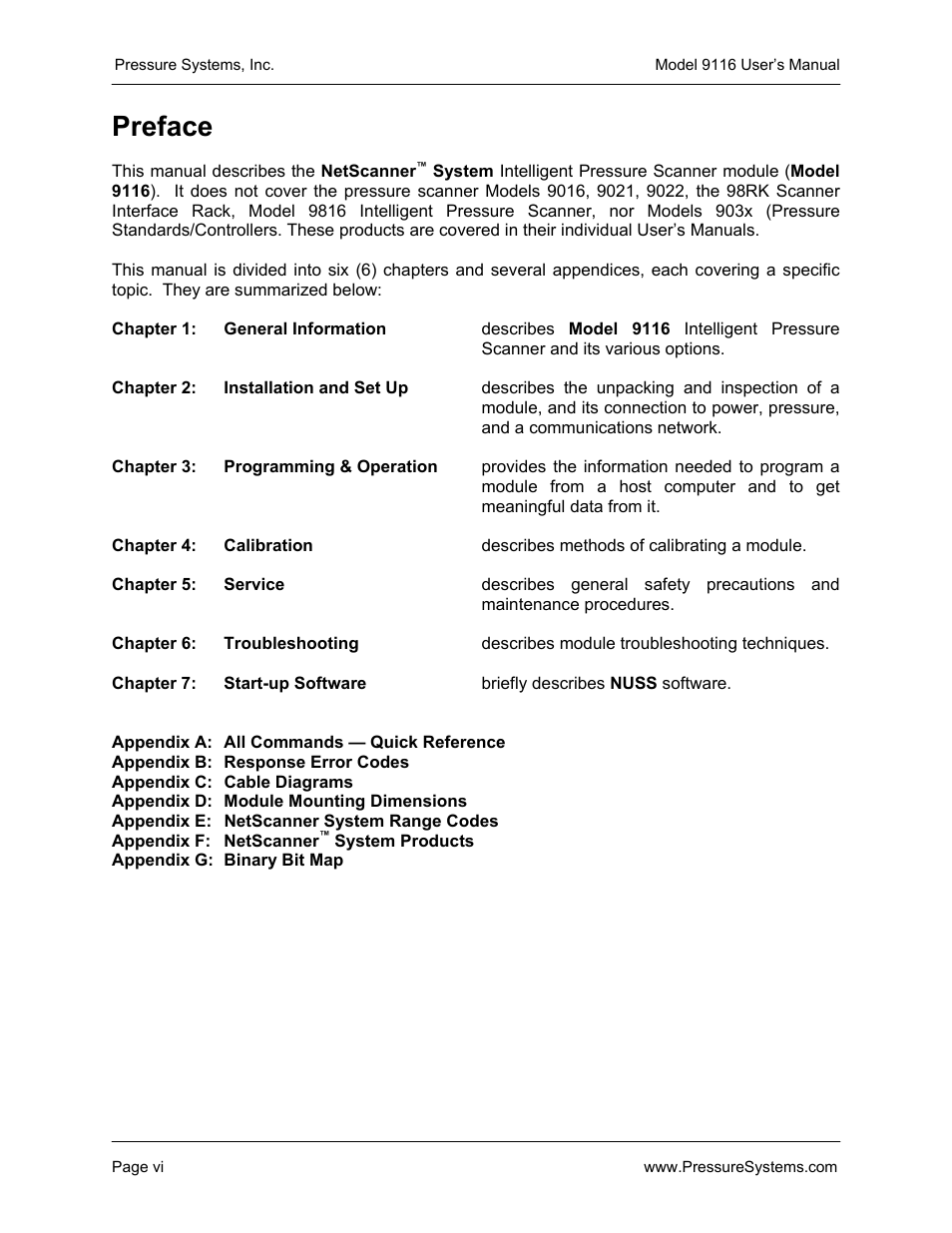 Preface | Measurement Specialties 9116 User Manual | Page 7 / 143