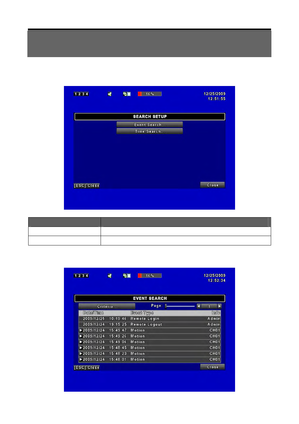 Chapter 5 search & backup, 1 search setup | Multiplex Technology 4CH H.264 User Manual | Page 40 / 47