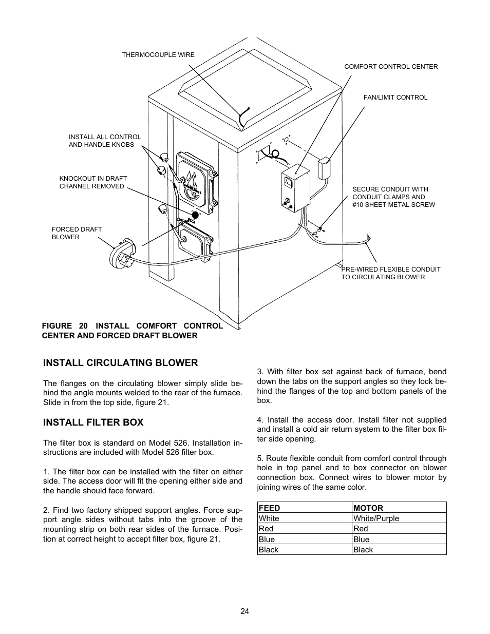 Install circulating blower, Install filter box | Meyer WOODCHUCK 526 User Manual | Page 24 / 36