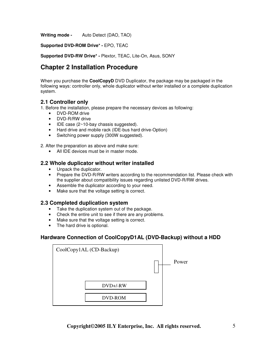 Chapter 2 installation procedure | ILY Enterprise 3 User Manual | Page 5 / 28